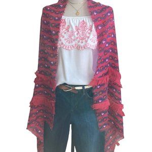 Red Shawl Scarf Wrap 29x68